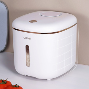 Contenedor de almacenamiento de arroz con rueda, dispensador de arroz hermético a prueba de humedad, contenedor de plástico para cereales a granel, alimentos para mascotas, 10 KG - Product Image 3