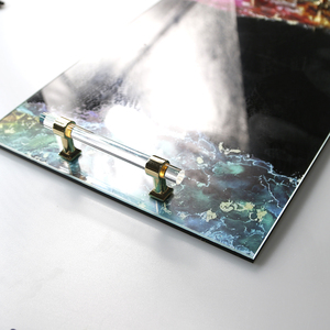 定制的Lucite Challah托盘，黄铜手柄丙烯酸犹太托盘，带印刷 - Product Image 6
