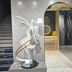חם מכירת פסל אמנות מודרני גדול מופשט ריקודים אנושיים קישוט בנות פסל פסל ילדה פסל קישוט