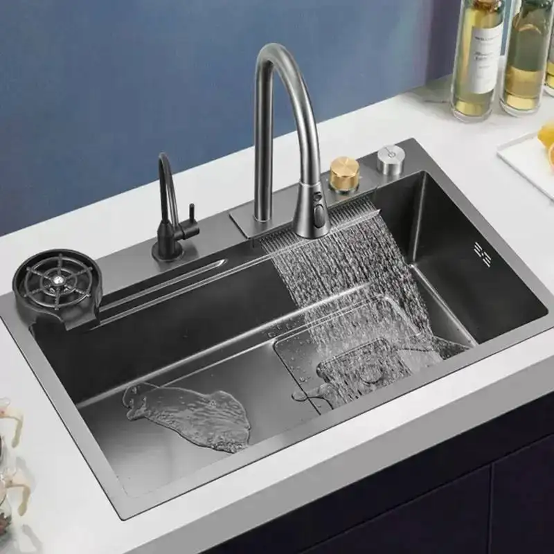 2023 vendita calda multifunzione lavelli da cucina in acciaio inox 304 cucina lavello rubinetto moderno lavello da cucina set