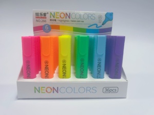 High Quality Large Capacity Fluorescent Ink Text <strong>Marker</strong> 6 Bright Neon Colors School <strong>Highlighter</strong> with <strong>Chisel</strong> <strong>Tip</strong> Wholesale Set - Product Image 4