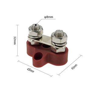 Amomd 100A <strong>Dual</strong> Post Wire Connect <strong>Busbar</strong> Red/Black Heavy Duty Terminal Blocks 2pcs/Pair for DC Power Distribution - Product Image 3
