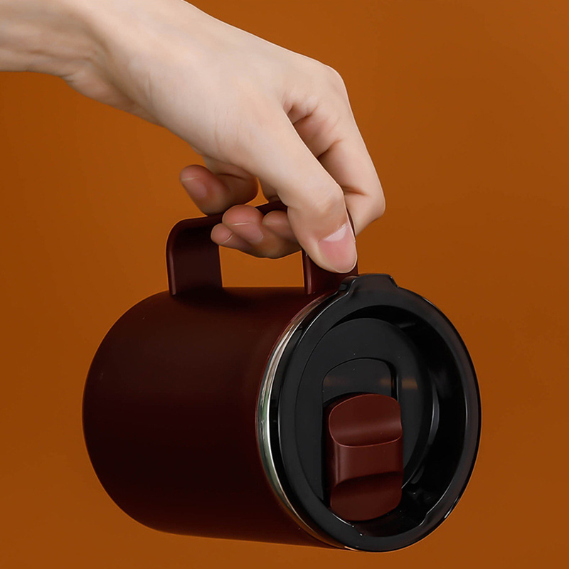 Anti-overflow Insulated Coffee Tumbler Cup 304 Stainless Steel Mug With Handle