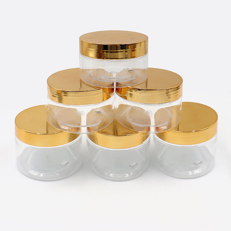 Gold lid with clear jar