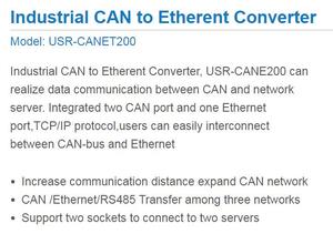 USR-CANET200 Industrial Can zu Ethernet RS485 Converter Gateway Integrierte CAN-Port-Relais-Netzwerkserver-Unterstützung TCP/IP-Protokoll - Product Image 5