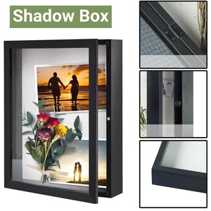 11x14 Shadow <strong>Box</strong> Picture <strong>Frame</strong> , <strong>Deep</strong> Wood &amp; Glass <strong>Display</strong> Case Ready to Hang Memory <strong>Box</strong> - Product Image 3
