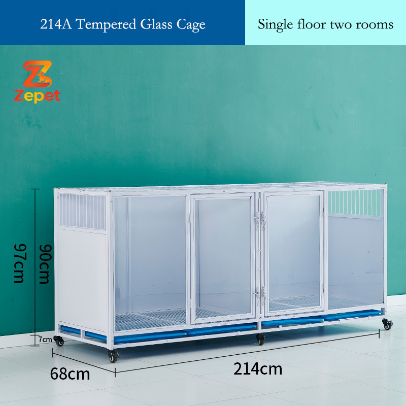 White tempered glass cage 214A