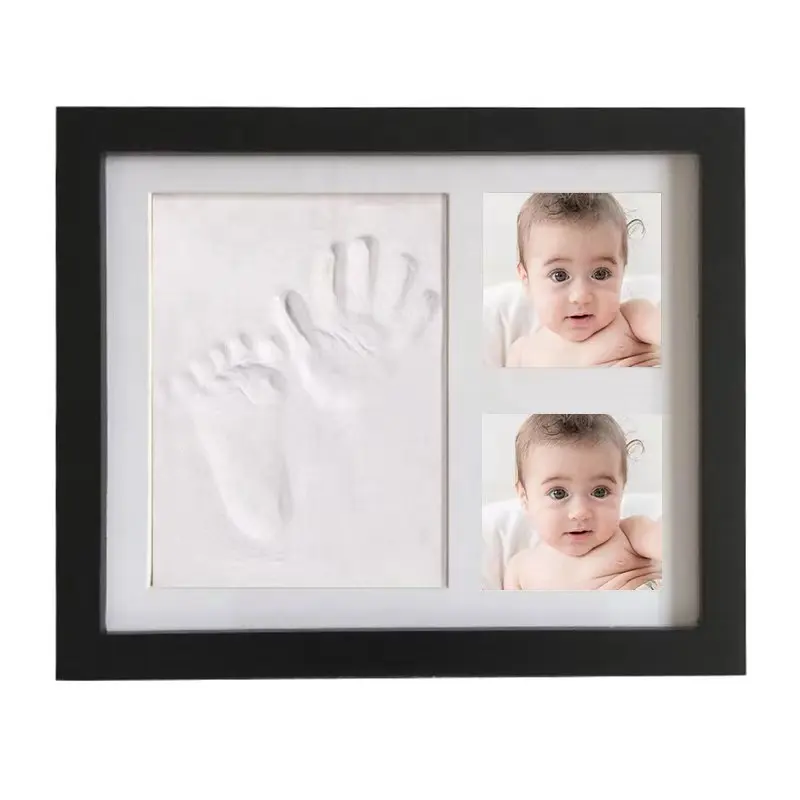 Wholesale New Born Memory Baby Handprint Kit Picture Frame Set Add 2 Pictures Souvenir Customized Logo Photo Frame