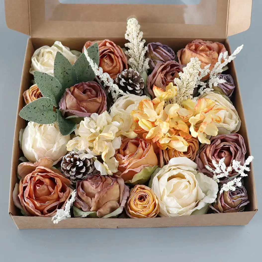 Mason's New DIY Wedding Bride Holding Boîte à fleurs artificielles Boîte cadeau en soie de Noël et de la Saint-Valentin Idée de cadeau d'anniversaire