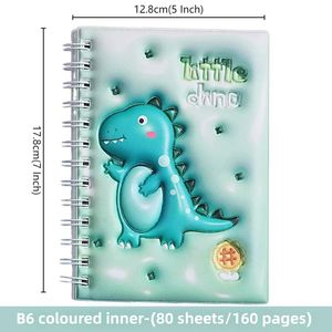 B6 Spiral Soft Cover Cartoon Dinosaur <strong>Notebook</strong> with Colored Loose-leaf Paper Student Horizontal Line <strong>Exercise</strong> Book 80 Sheets - Product Image 6