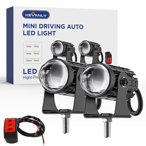 12V çift renk beyaz sarı Led motosiklet far sis farları yüksek düşük işın Mini sürüş çalışma lambası Scooter spot Motor için - Product Image 6