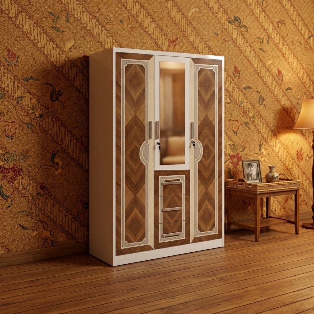 Armoire à motif géométrique de grain de bois