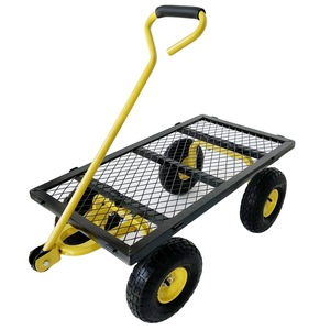 Carrinho dobrável de aço para uso externo, carrinho de mão prático de 4 rodas, carrinho de ferramentas para jardim, carrinho lateral resistente