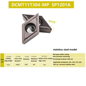 Herramienta de grano de corte de torneado de carburo rómbico, herramienta CNC/Herramienta de torno de molino de extremo, inserto indexable DCMT/TCMT 11T304/08/16T3 - Product Image 4