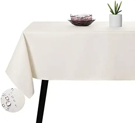 Poliéster Bege retangular Mesa Capa mesa de jantar cozinha toalha de mesa à prova d'água rugas-resistente Toalhas de mesa