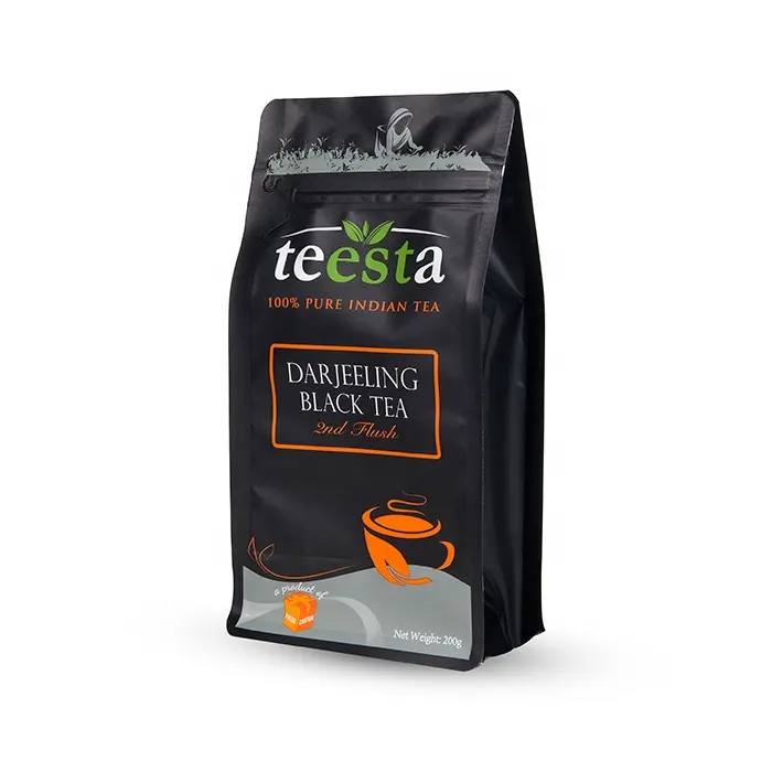 Verlösbare benutzer definierte Logo quadratische Folie mit flachem Boden und Reiß verschluss Reiß verschluss für Tee Kaffee Lebensmittel verpackung
