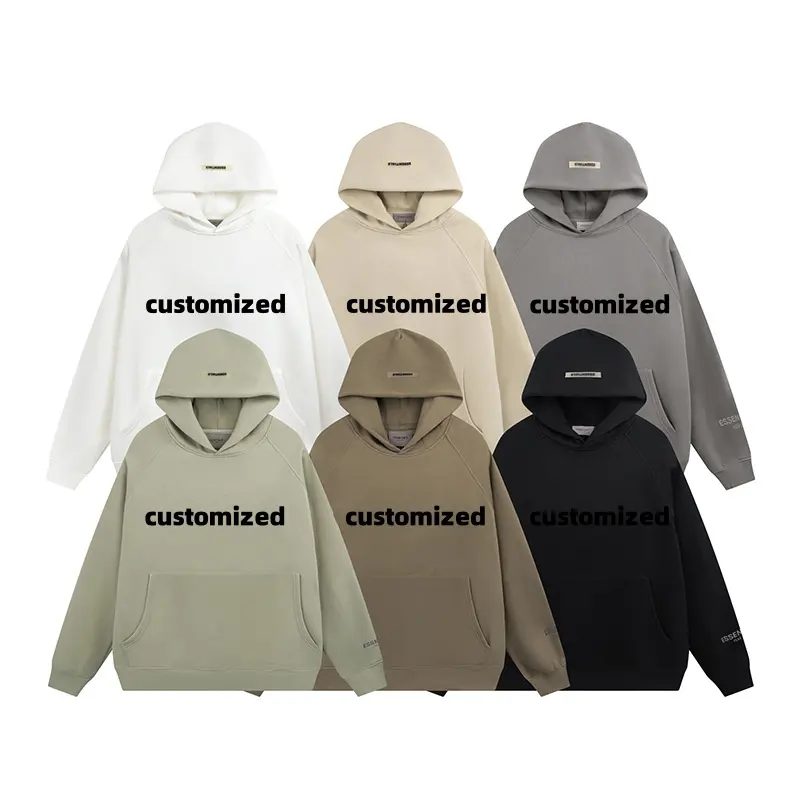 Men's Customizable Heavyweight Cotton Hoodies 180-300g High Quality and Fashionable Large Supplier Knitted DIY Pattern