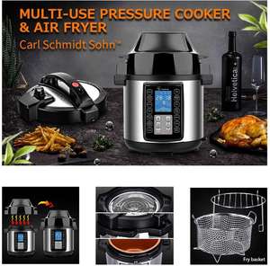 8Qt 6Qt Pressure Cooker &amp; Air Fryer Combo with Pressure Lid and Air-Fry Lid Cooking Modes Easy Read <strong>LCD</strong> <strong>Display</strong> Presets <strong>Programs</strong> - Product Image 2
