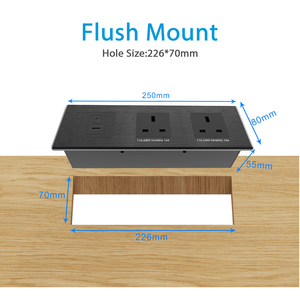 Çok fonksiyonlu İngiltere gömme duvar fişi monte güç çıkışı 65W masaüstü dalgalanma koruyucusu güç şeridi soket ofis masası USB soket - Product Image 4