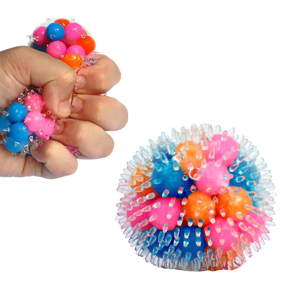 Promotion Fidget Squishy Ball Spielzeug Soft TPR Squishy Spielzeug zum Stress abbau Spielzeug Autismus DNA Stress Ball mit bunten Perlen