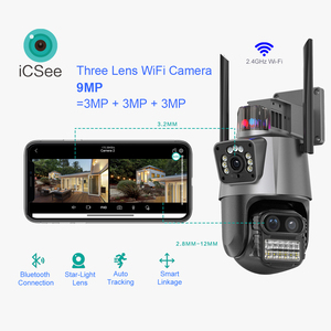 9MP 4K Outdoor CCTV <strong>Security</strong> <strong>Camera</strong> 3 Three Lens Dual Screen ICSee Wireless WiFi PTZ 8X Zoom HD Surveillance IP Network <strong>Camera</strong> - Product Image 4
