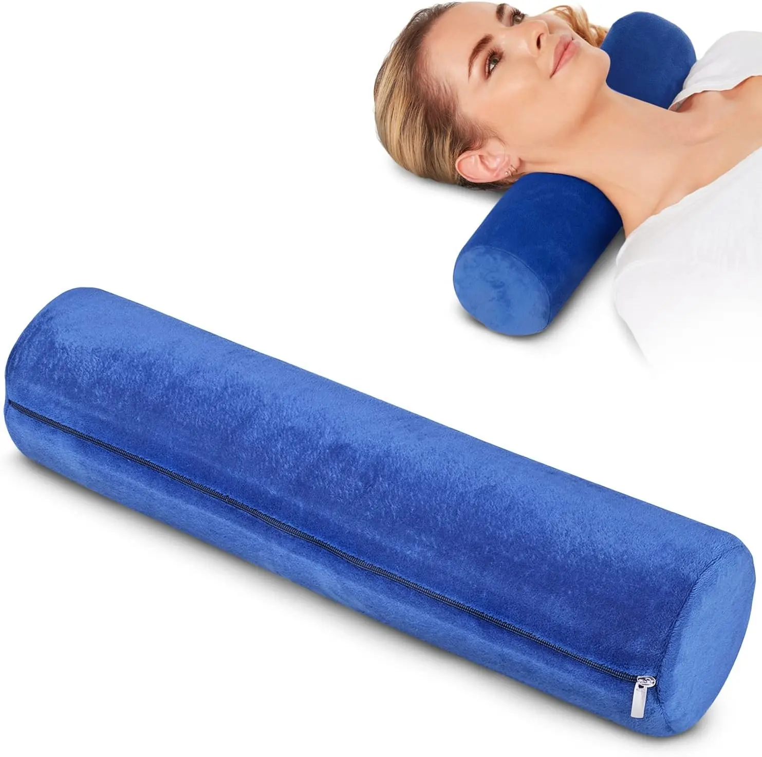 Круглая подушка-валик с шейным валом, съемная моющаяся накладка из пены с эффектом памяти, эргономичная для головы, шеи, спины,