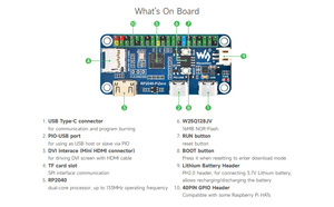 Placa DE DESARROLLO Waveshare, basada en el procesador Raspberry Pi RP2040 de doble núcleo - Product Image 6