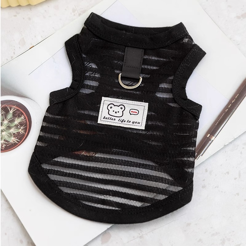 Chaleco negro de rayas huecas (con sujeción para correa)