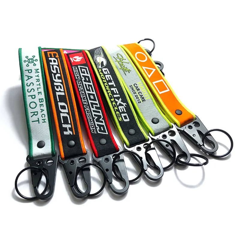 Cadeaux promotionnels pas cher Logo personnalisé broderie Jdm Jet Tag tissu voiture marque porte-clés tissé porte-clés