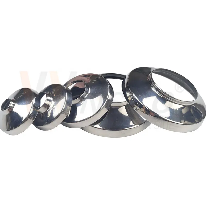 Gran oferta de Perú, accesorios de balaustrada Inox SUS 304, cubierta de Base de tubo de pasamanos de acero inoxidable dorado plateado para tubo redondo de 25,4mm y 1 pulgada