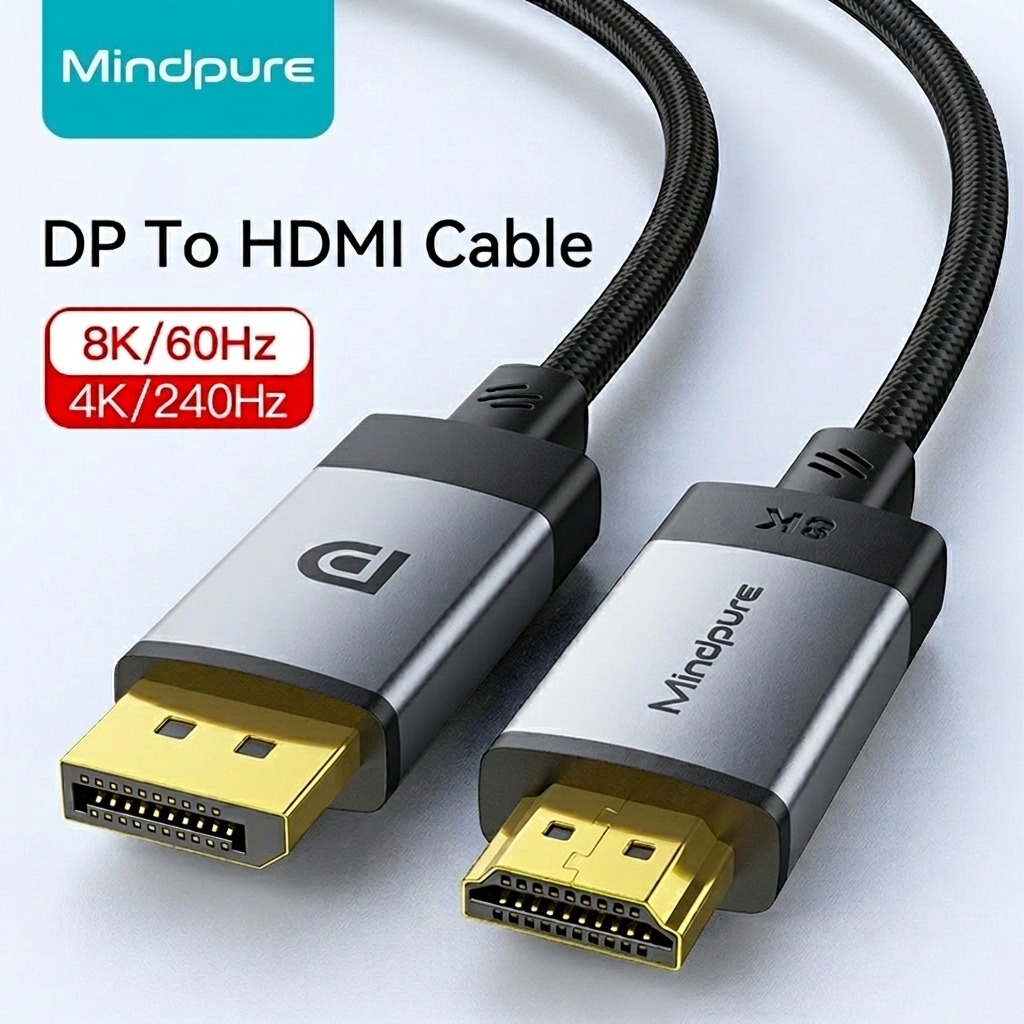 Gray-DP to HDMI male cable 8K/60Hz