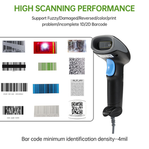 Supermercado de alta velocidad E-pay Wired Qr 1D 2D Lector de código de barras Escáner de código de barras de mano - Product Image 2