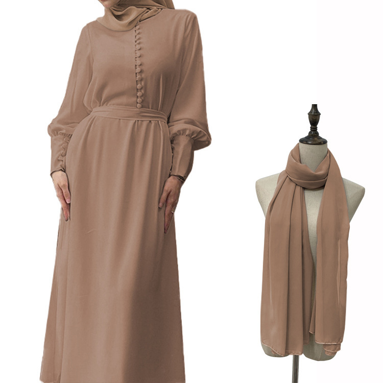 Khaki (with a headscarf)