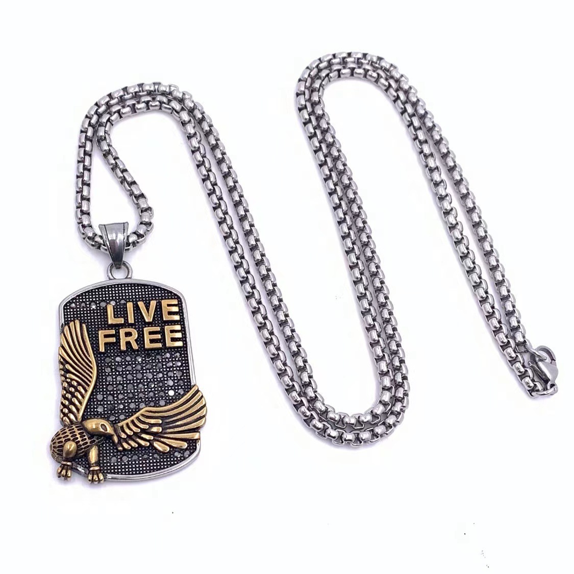 Two-tone pendant with a 60cm long chain