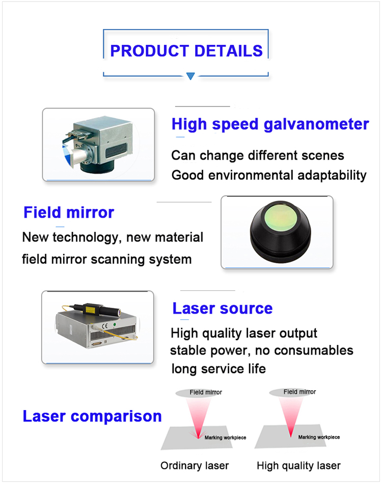 High precision marking 20w 30w 50w 70w 100w Jpt Mopa fiber laser marking machine