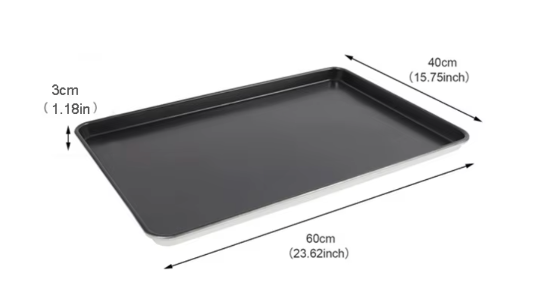 one side Aluminum non-stick coating 60*40*3cm, 1.2mm thick 1.8kg