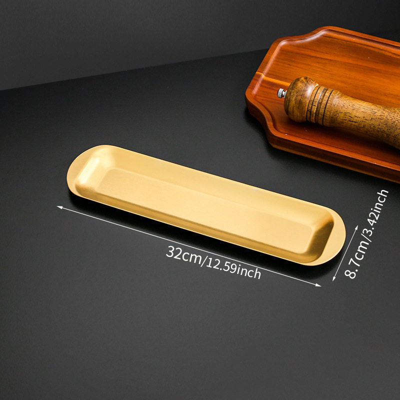 Gold-plated stainless steel medium-sized long tray