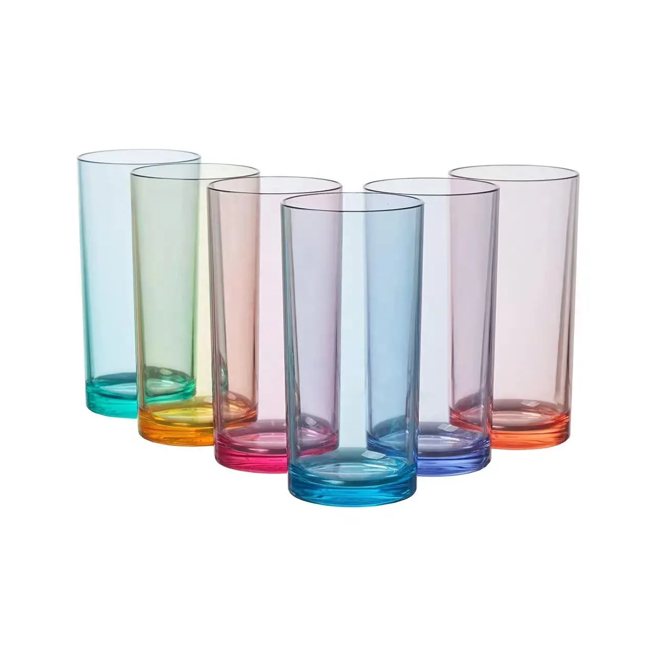 Atacado sortido cor clara 16OZ plástico inquebrável copo reutilizável copos para água de suco frio