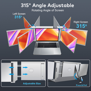 Monitor de ordenador multipantalla de 14 pulgadas con doble pantalla LCD IPS FHD de 1080P, extensor de pantalla de ordenador portátil, Monitor portátil triple dual