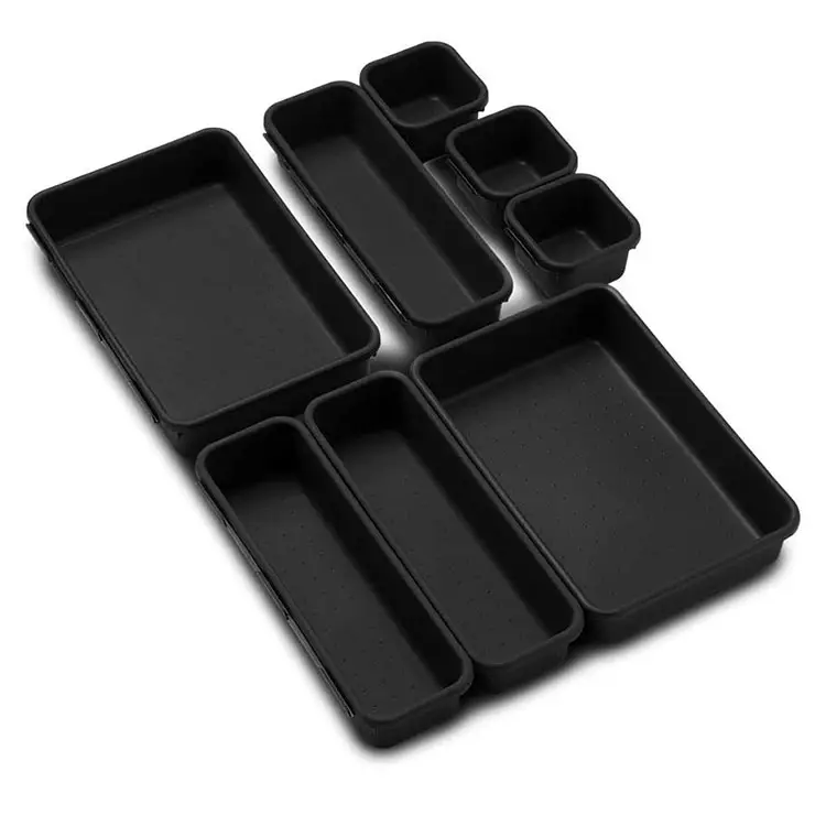 Customizável Multi-Purpose armazenamento plástico 8 peças cozinha gaveta organizador bloqueio armazenamento bin