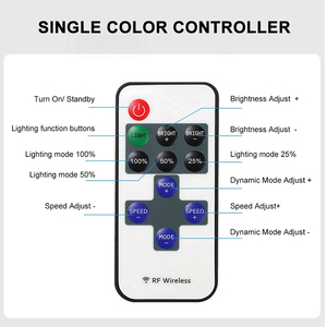 シングルカラーライトストリップRF433MLED調光コントローラー用5V 12V 24Vワイヤレス6A1CHプッシュボタン11キー付き - Product Image 6