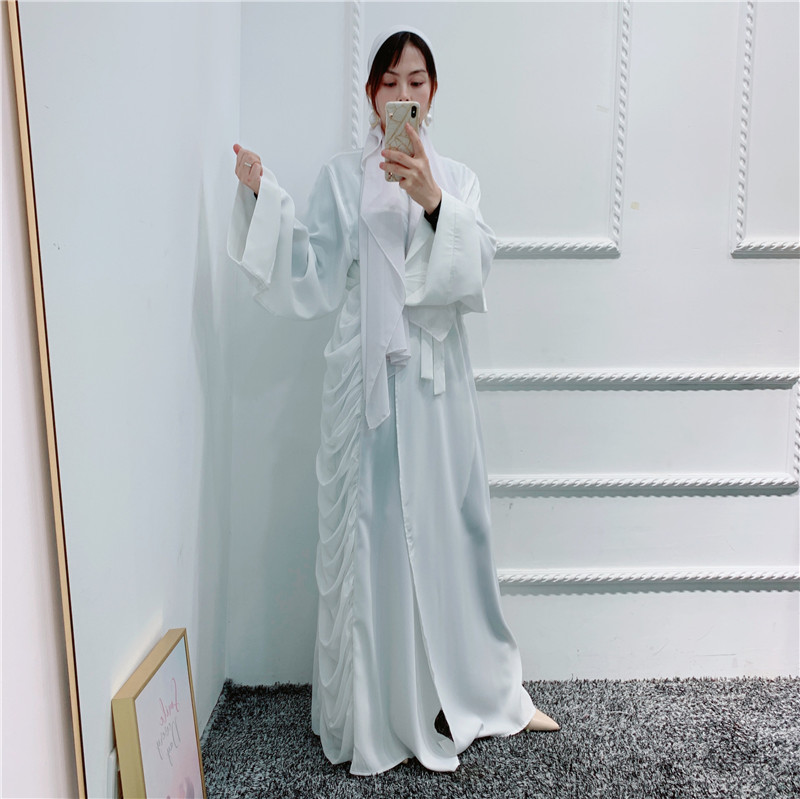 2021 New Arrival Elegant Islamic Front Open Abaya Muslim Contrast color open abaya with stitch layers Ethnic clothing wholesale