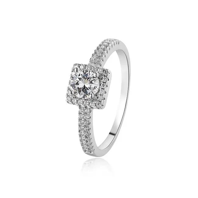 Shinny gemstone tallado diseño 925 plata esterlina mujeres anillos con zircon blanco