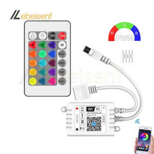 スマートWiFiLEDコントローラーAPP音声IR24キーリモートコントロールシングルまたはデュアルポート4ピン出力 (5050 2835 RGBPWMライトストリップ用) - Product Image 1