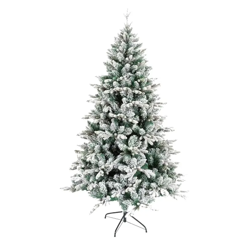 Árbol de Navidad personalizable de material PE PVC blanco estilo nieve de 4-7 pies con decoración