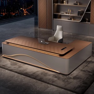 Sang trọng hiện đại nội thất văn phòng sang trọng <span class=keywords><strong>CEO</strong></span> văn phòng bảng Thiết kế L hình dạng Ông Chủ bàn tối giản điều hành văn phòng bàn và ghế - Product Image 3