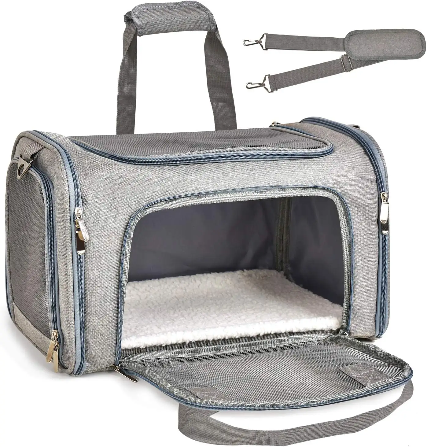حقيبة سفر مخصصة من المصنع مع شعار قابل للطي معتمدة من شركة الطيران مع حقيبة سفر القط والكلب