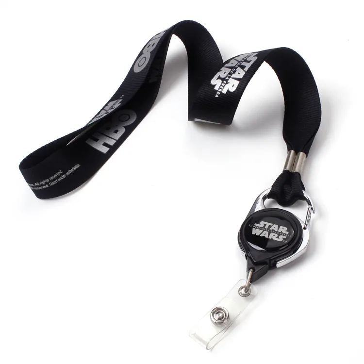 Carrete de insignia retráctil con logotipo personalizado, cintas de Yoyo para soporte de tarjeta de identificación