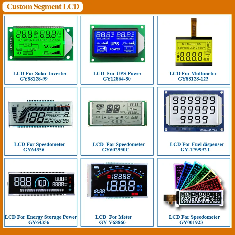 OEM LCD üretici çin fabrika Tn Htn Stn r e r e r e r e r e r e r e r e r e r e özel Segment LCD 8 dijital ekran tek renkli ekran segmentli LCD ekran