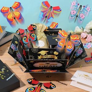 Katlanabilir siyah altın DIY patlayan sürpriz kelebek hediye karton kutu paketi doğum günü baba ve anne günü için - Product Image 5
